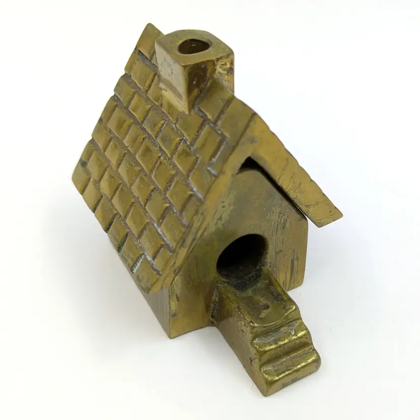 Brass House Incense Holder Novelty Ash Tray Vintage