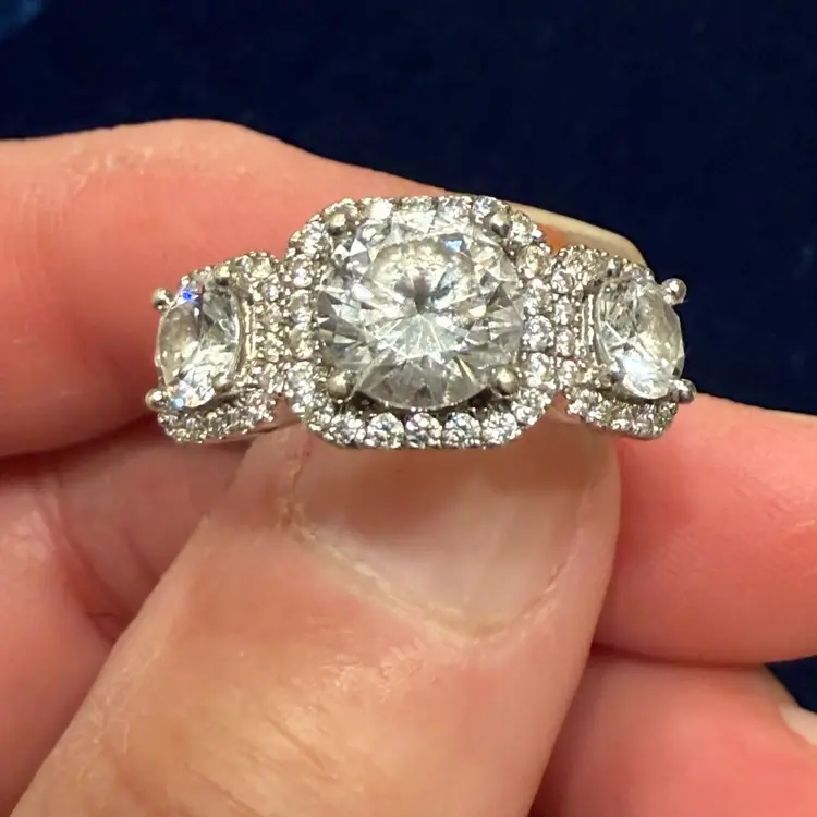 JTV Designer SD Cubic Zirconia Rhodium Over Sterling Silver Ring 5.57ctw, Size 6, 
4.4g