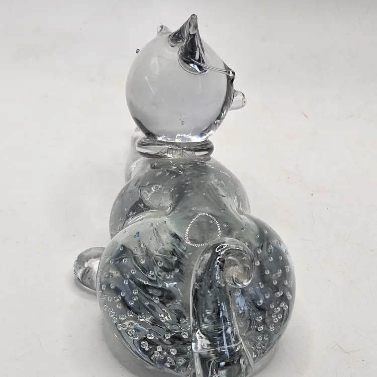 Clear Glass cat Kitten Figurine paperweight