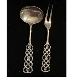 830S Silver Spoon & Fork Set Ringebu David Andersen Norway