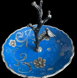 Cynthia Rowley Blue Enameled Ring Holder/ Jewlery Trinket Dish
