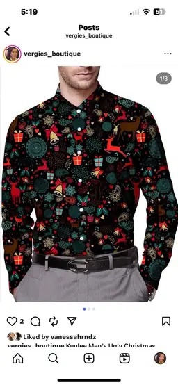 Kuulee Men's Ugly Christmas Shirt Long Sleeves Size Medium Button Up Novelty New