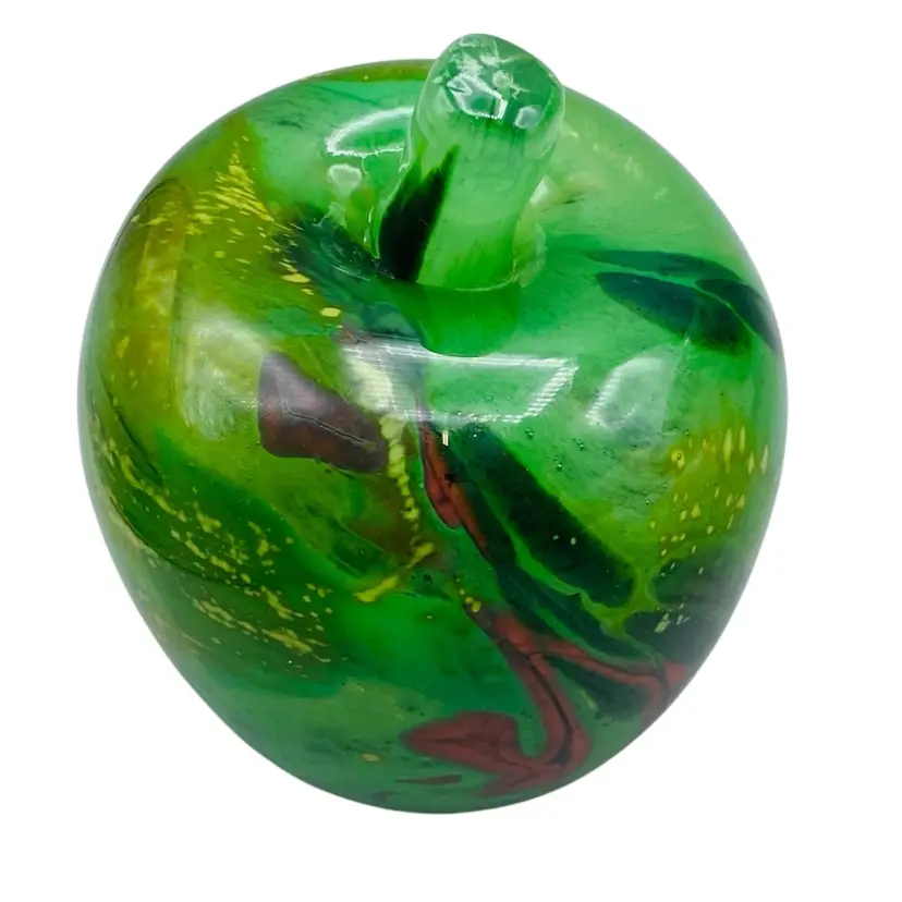 Green Apples Paperweight by Gro Bergslien Hadeland Glasserk Signed