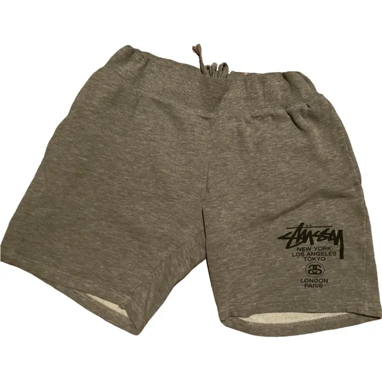 Stussy World Tour Drawstring Gray Shorts Size Small