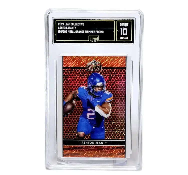 Ashton Jeanty GEM MINT 10  Leaf Collective Metal Orange Shimmer Promo /299 POP 1
