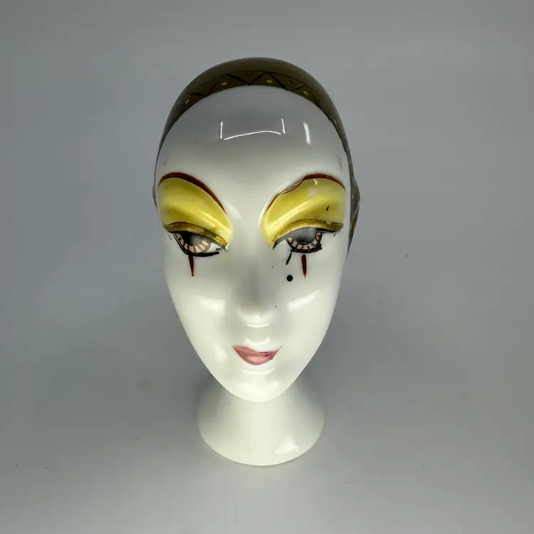 Miniature Porcelain Flapper Girl Head Figurine