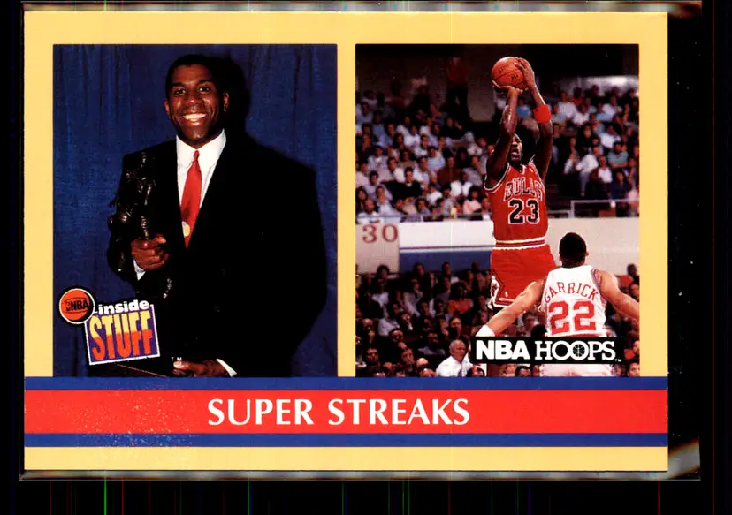 Magic Johnson / Michael Jordan 1990-91 Hoops Super Streaks #385 - Los Angeles Lakers / Chicago Bulls - (148-356)