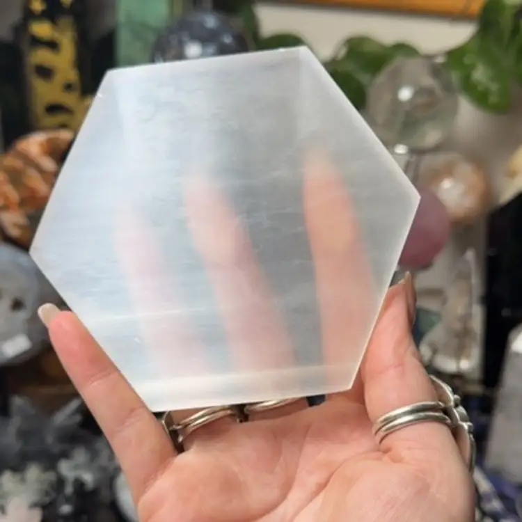 Selenite Plate Hexagon Sm