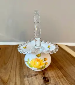 Fenton Silver Crest Yellow Rose Basket