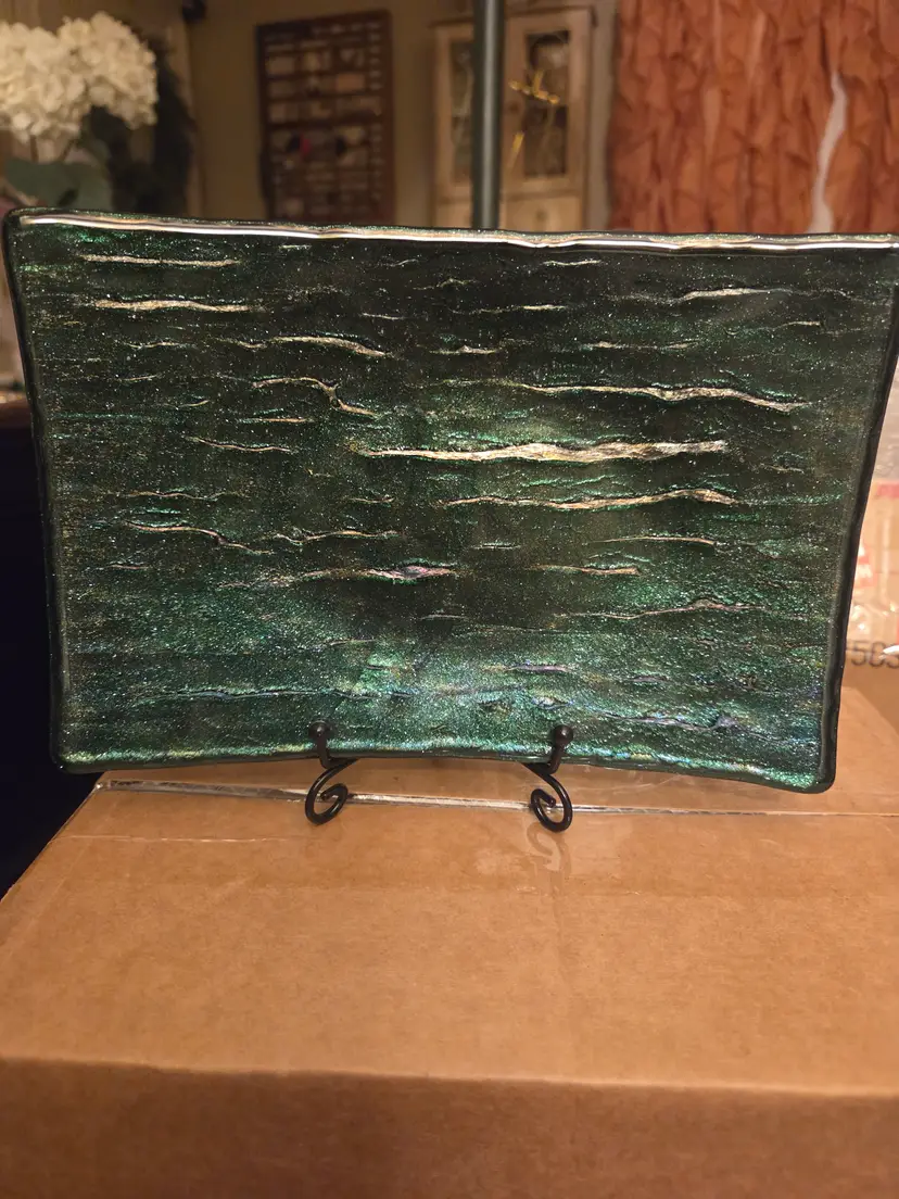 Signed Kurt Mcvay Dichroic Fused Glass Dish