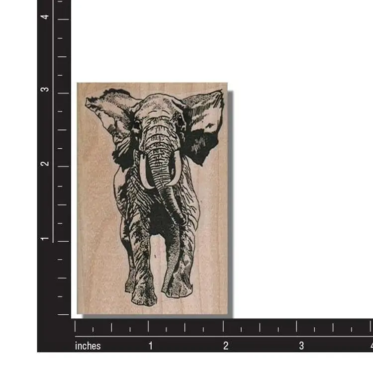 Charging Elephant Rubber Stamp