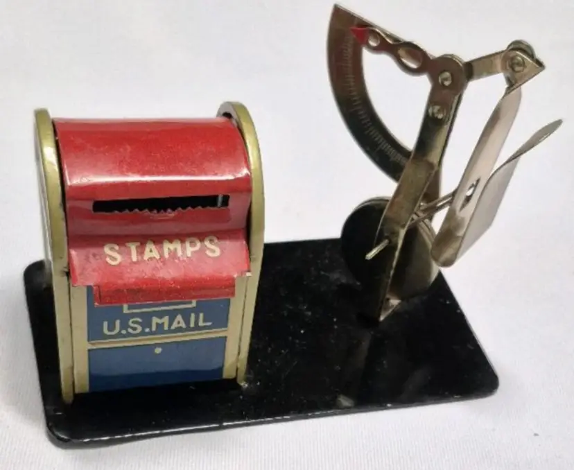 Vintage Rare Japan Mailbox Postage Stamp Holder Dispenser & Scale 4.25" x 2.25" x 3"