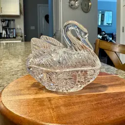 Vintage Glass Swan Trinket Box