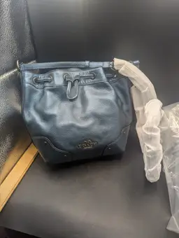 NWT Coach Baby Mickey Drawstring Crossbody In Metallic Blue Never Used