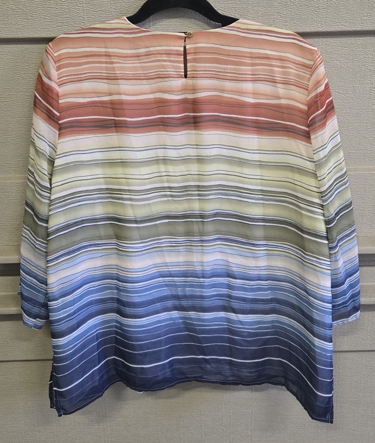 Alfred Dunner Women's Embellished Striped 3/4 Sleeve Tunic Blouse Size 16P