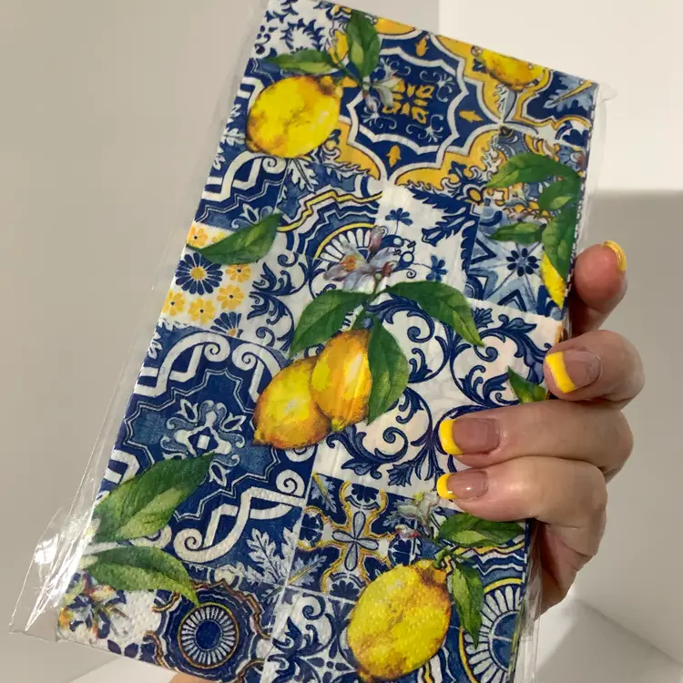 Lemon Blue & Whites Napkins 40ct