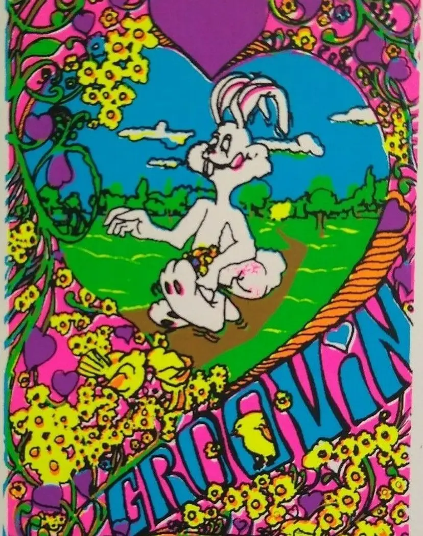 Psychedelic Mod Hippy Art Vintage GROOVIN Pop Shot Sticker Tom Gatz Rabbit 1960s