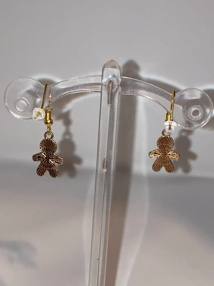 2 Day Sale! 🎉🎄🎉Gingerbread Man  Earrings! 1 1/2” Drop. Gold Tone Hardware. Made By Me! 🎄🌲🎄