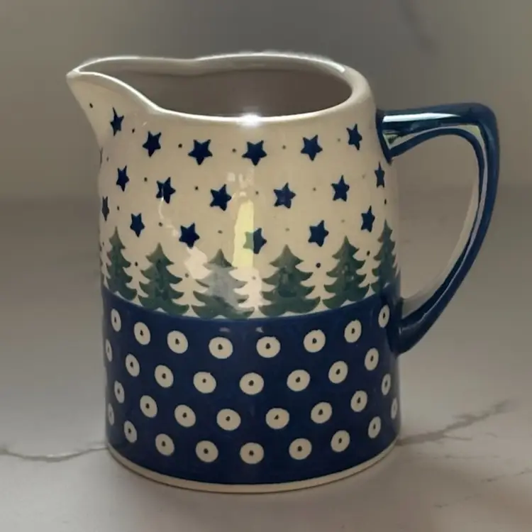 Boleslawiec Polish Pottery Evergreen Pitcher - 5.25” Tall