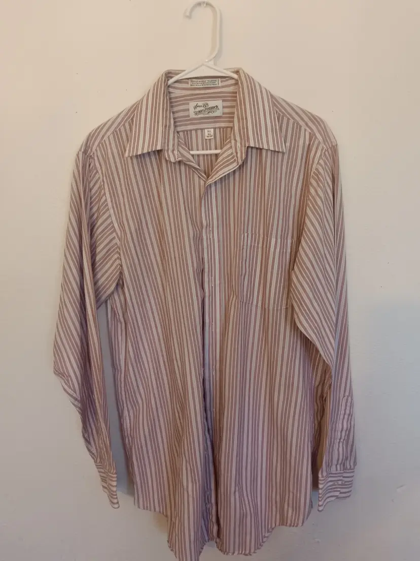 Vintage Sears Roebuck Men’s Dress Shirt 16.5 Tall 36/37 Burgundy Stripe USA
