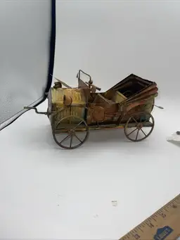 Vintage Copper Tin Metal Car Model T Convertible Music Box 1978