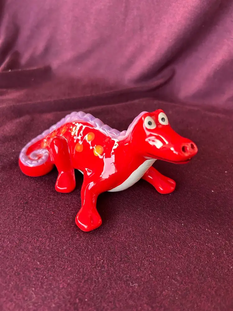 Adorable Red Ceramic Dragon Incense Burner