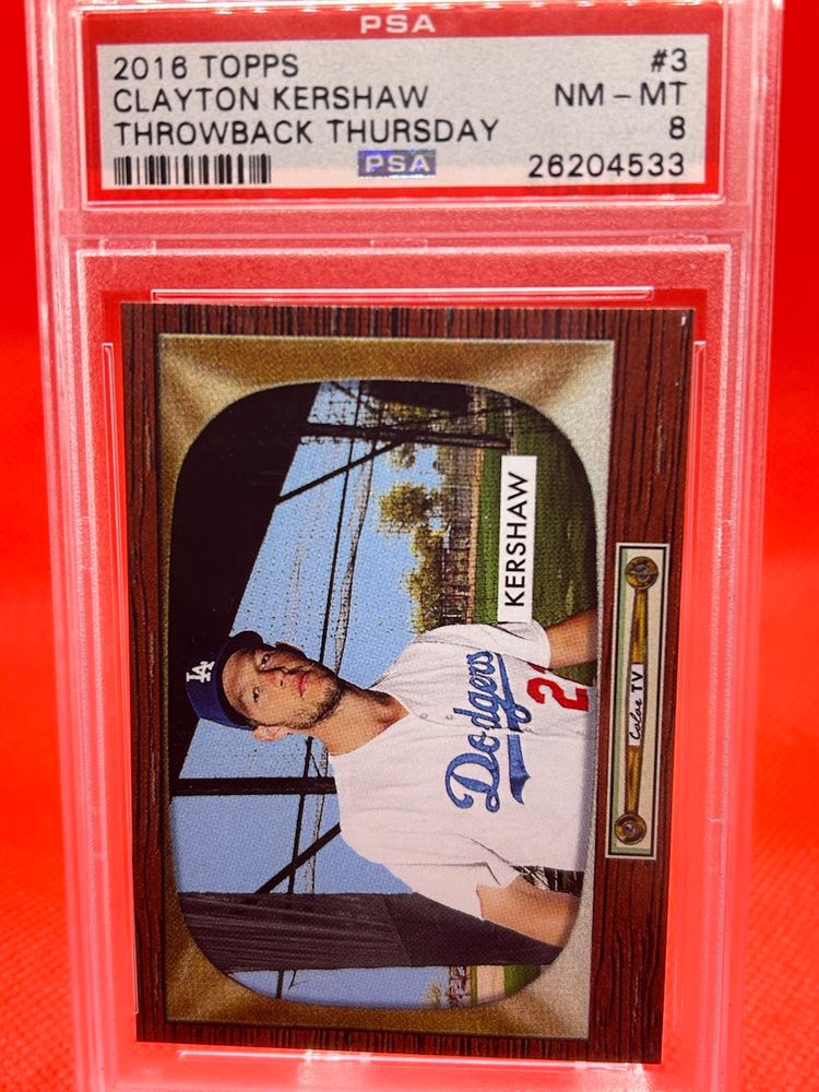 02. Clayton Kershaw 2016 Topps Throwback Thursday PSA 8 Slab Los Angeles Dodgers