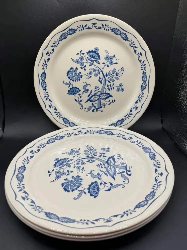 Corelle 10 1/4” Blue Floral Dinner Plates Vintage Set Of 4 Plates