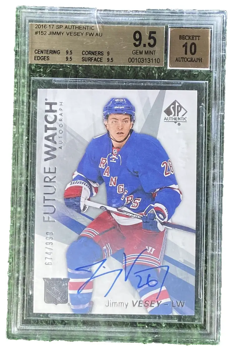Jimmy Vesey 2016-17 SP Authentic Future Watch Auto /999 #152 BCS Graded 9.5/10