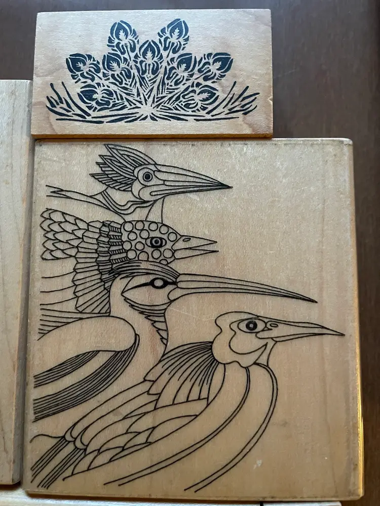 Vintage Avian Floral Rubber Stamps - Set Of 6