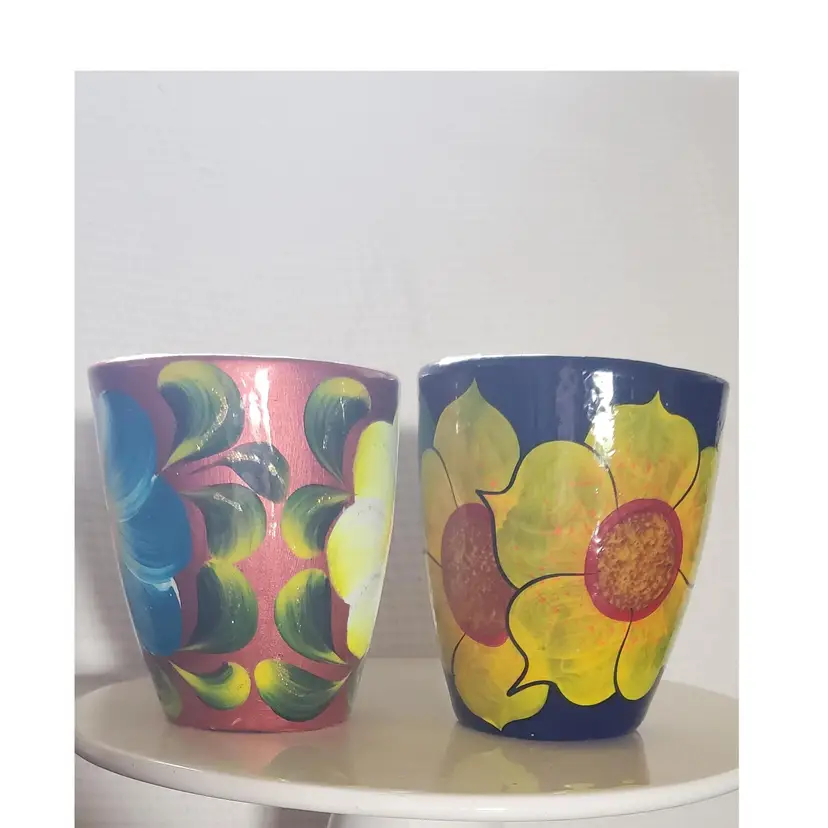 Mexican Handpainted Floral Coffee Mugs