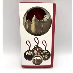 Amsterdam Castle Muiderslot 3 Wooden Ornaments Boxed *Missing 4th ornament 2.75"