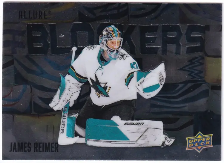 2022-23 Upper Deck Allure Blockers #BL7 James Reimer San Jose Sharks Hockey Card