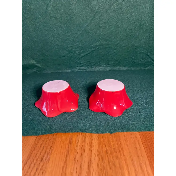 A Vintage Set of Ceramic Red Flower Candle Holders