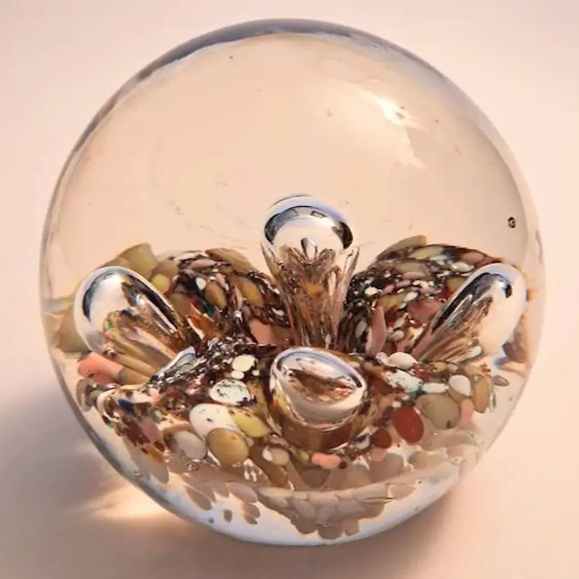 Vintage Multi-Color Confetti/Frit Air-Trap Paperweight