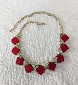 Vintage Signed Coro Red Thermoset Necklace