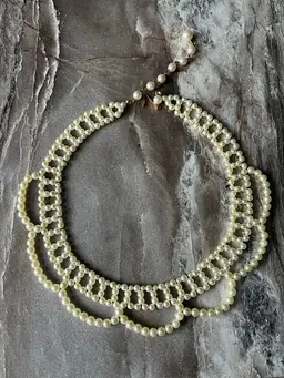 Vintage Faux Pearl Beaded Necklace Adjustable