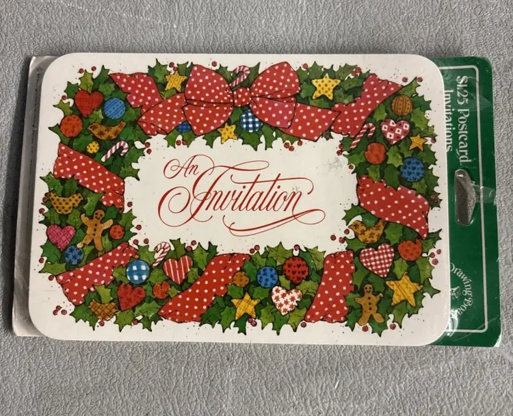 Vintage Drawing Board Postcard Invitations - New Pack Of 16 - Christmas (D1)