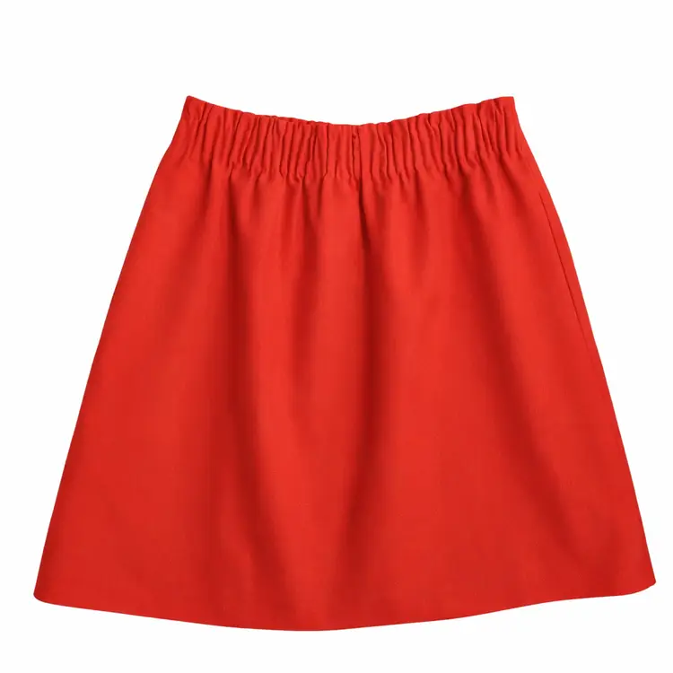 J. Crew 2 Red City Mini Ruffle Wool Stretch Paper Bag Elastic Waist Skirt 90289