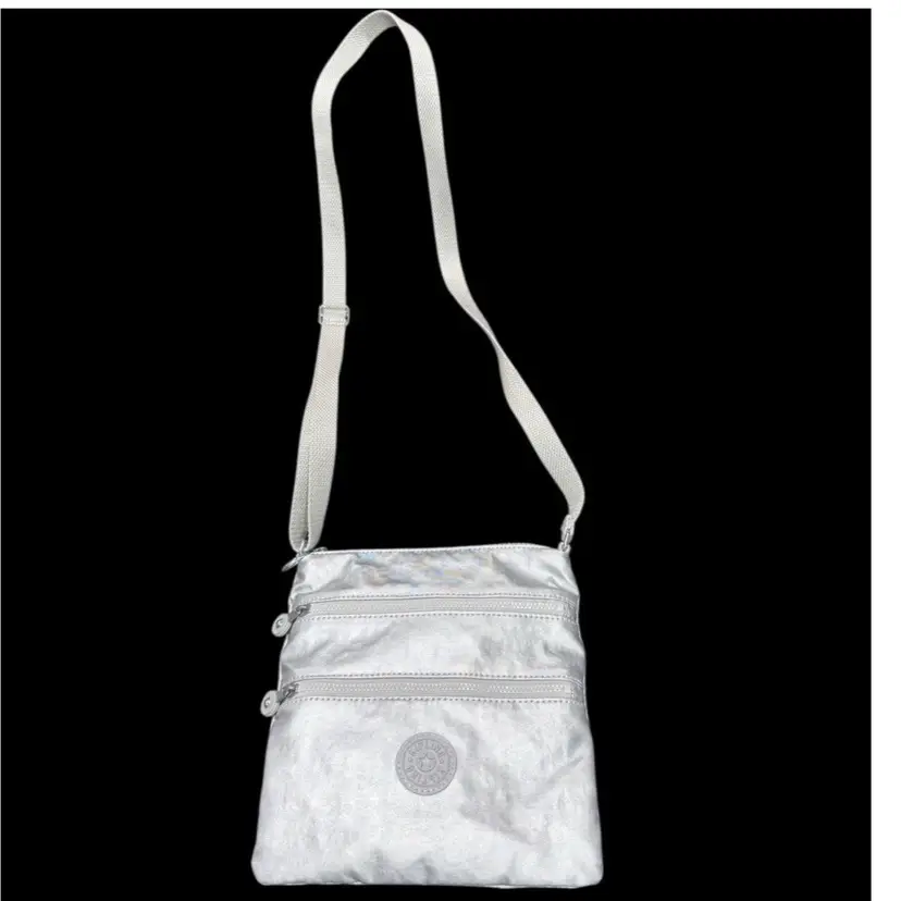 Kipling Metallic Silver Crossbody Bag With Adjustable Strap