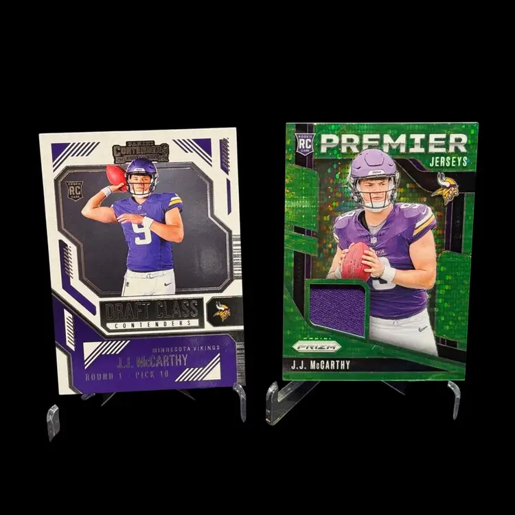 JJ McCarthy 2024 Prizm Premier Jerseys RC Neon Green Pulsar #PJ-JJM + Bonus