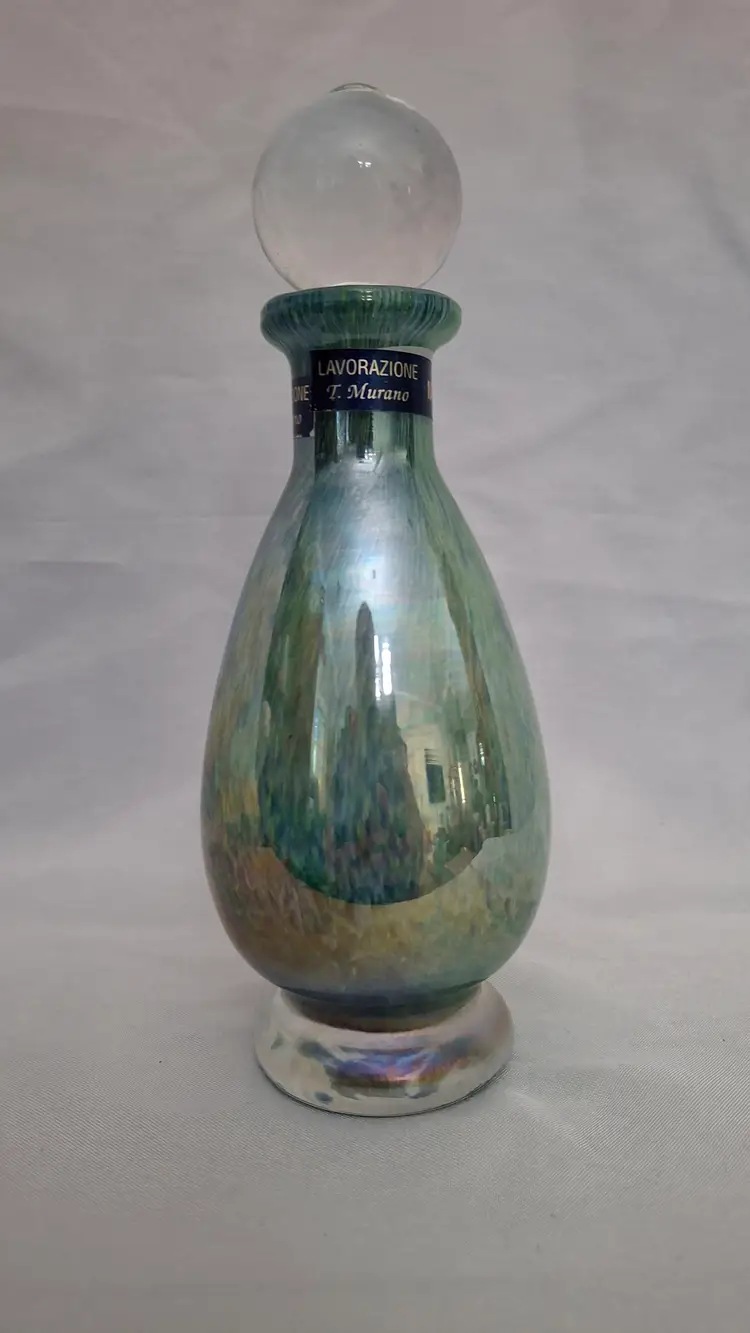 Vintage Lavorazione “T. Murano” Iridescent Art Glass Perfume Bottle