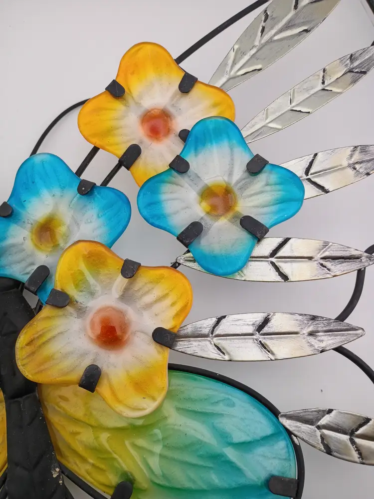 Glass and metal butterfly wall hanging