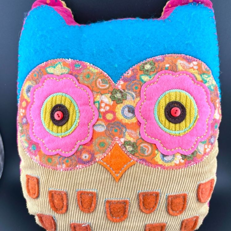 Vintage Stuffed Owl Natural Life Pillow 11” Tall x 8.5” Wide x 3.5” Deep
