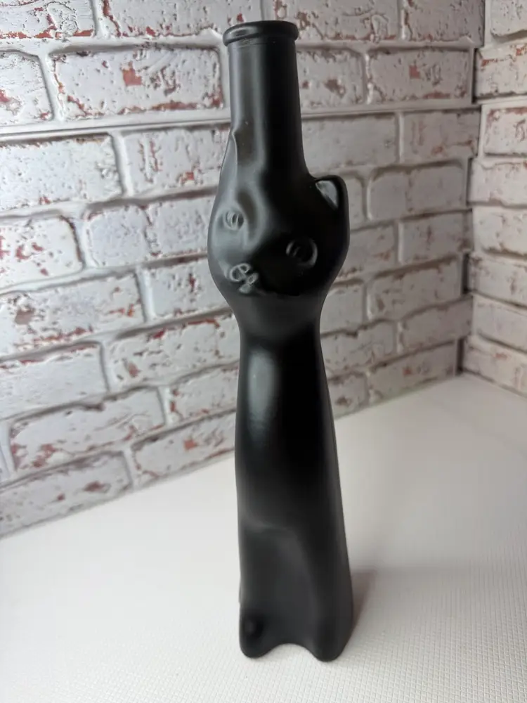 Empty Black Cat Wine Bottle Mosel Riesling 500ml Bottle 13"