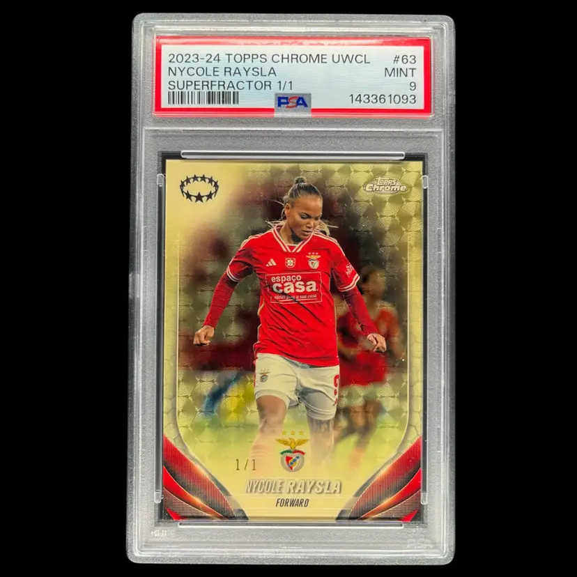 Nycole Raysla 2023/24 Topps Chrome UWCL Superfractor 1/1 PSA 9 Benfica Soccer Card