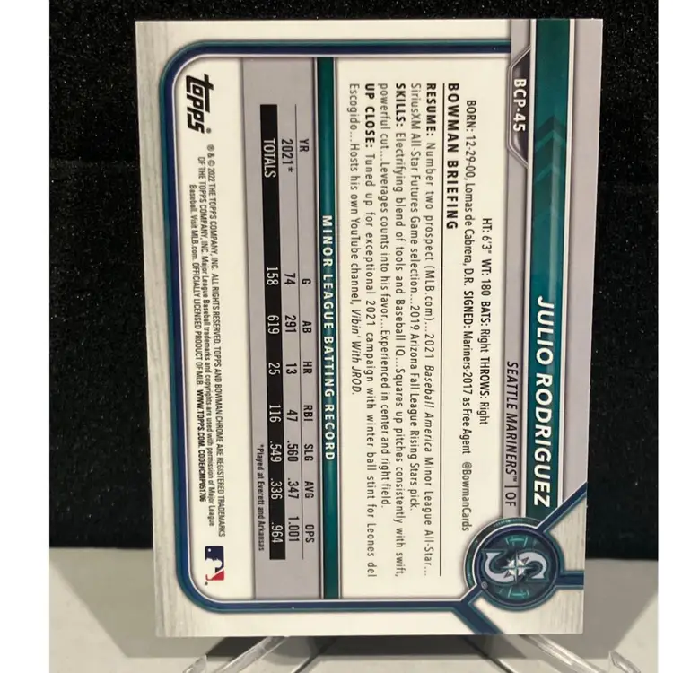 2022 Bowman Chrome Prospects Julio Rodriguez Mariners