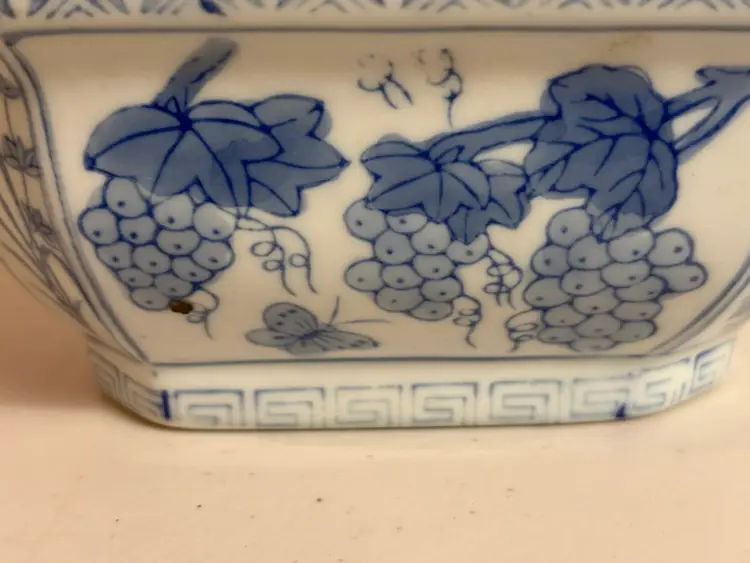 Ben Rickert Signed Decorative Planter, Blue And White, Vintage 1980