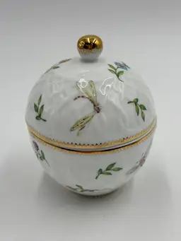 I. Godinger Primavera Vintage Trinket Box Porcelain Insects Dragonfly Butterfly
