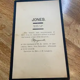 1895 Child Funeral Announcement